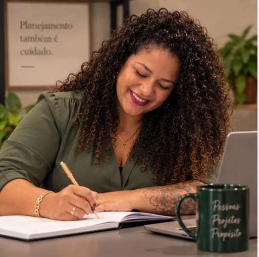 Danielle Venda escrevendo em um caderno